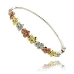 Molly and Emma Tri color Silverplated Childrens Flower Bracelet