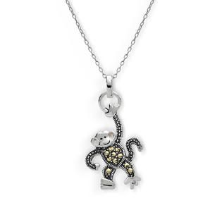 Marcasite Sterling Silver Monkey Pendant Necklace   Jewelry   Pendants