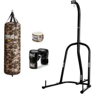 Everlast 70 lb Camo Heavy Bag Kit with Single Station Stand Value Bundle