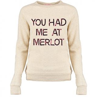 Bow & Drape Embellished "Merlot" Sweatshirt   7930063