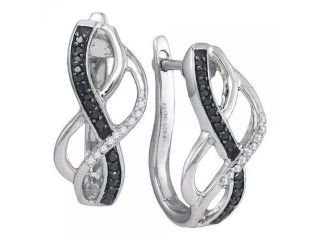 925 Sterling Silver 0.25 CTW Diamond Fashion Hoop Earrings   Size 3.396gram    #556 90187