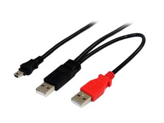 StarTech USB2HABMY1 1 ft. Black USB Y Cable for External Hard Drive   USB A to mini B