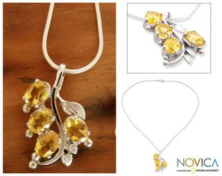 Sterling Silver Golden Bouquet Citrine Necklace (India)   14335000