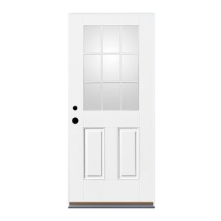 Therma Tru Benchmark Doors 2 Panel Insulating Core 9 Lite Right Hand Inswing White Fiberglass Primed Prehung Entry Door (Common: 32 in x 80 in; Actual: 33.5 in x 81.5 in)