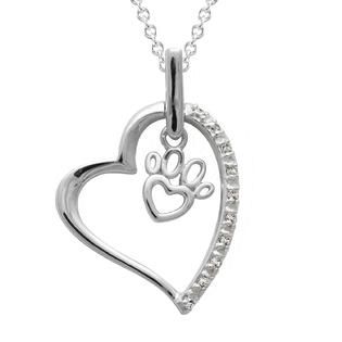 Sterling Silver PAW IN HER HEART Boxed Pendant   Jewelry   Pendants