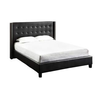 Oxford Creek  Jaxone Black Bonded Leather Queen size Wingback Bed