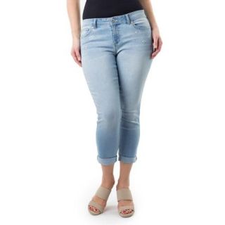 Jordache Women's Plus Size Skinny Cuffed Jeans with Front Embellishment