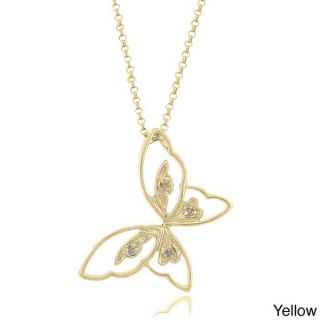 Pretty Plus Sterling Silver Diamond Butterfly Necklace  