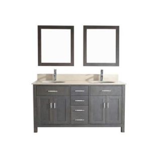 Studio Bathe Kalize 63 in. Vanity in French Gray with Marble Vanity Top in Beige and Mirror KALIZE 63 FRENCH GRAY BEIGE