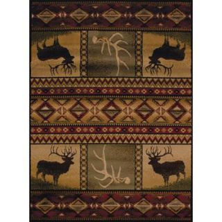 United Weavers Essence Bull Elk Lodge Multi Woven Polypropylene Area Rug