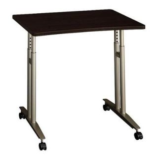 Mobile Office Table w Height Adjustable Work Surface (Natural Cherry)