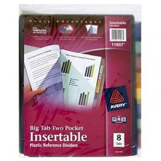 Avery Insertable Plastic Reference Dividers, Big Tab Two Pocket, 11907