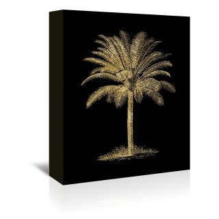 Palm Tree Gold on Black Graphic Art on Wrapped Canvas by Americanflat