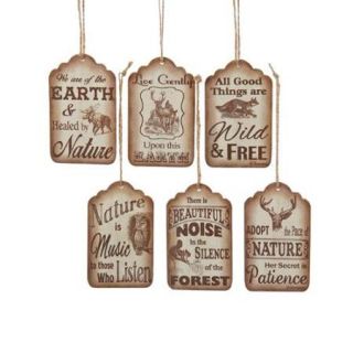 Club Pack of 24 Vintage Wooden Nature Tag with Saying Christmas Ornaments 3.5"