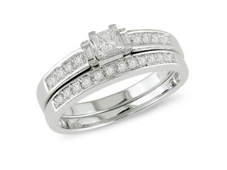 1/3 ct Diamond Bridal Ring Set in 10k White Gold, I2 I3, G H I