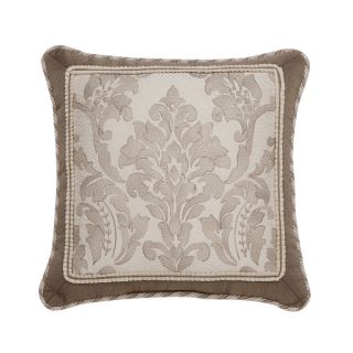Croscill Home Madeline Embroidered Damask/ Chevron Taupe Square Pillow