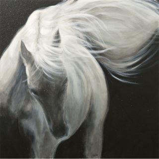 The White Stallion I by Nathalie Viens Painting Print on Canvas by Ren
