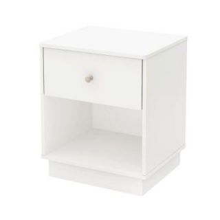 Home Decorators Collection Litchi 23 1/4 in. x 16 1/2 in. 1 Drawer Nightstand in Pure White 9011062