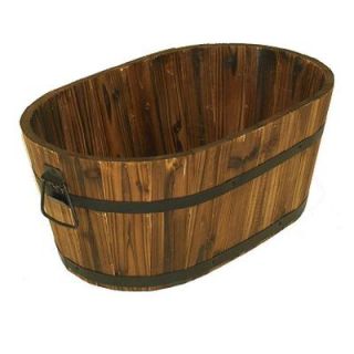 12 in. x 7 in. x 5 in. Small Oval Wooden Planter DEVBP214S