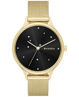 Skagen Womens Anita Gold Tone Mesh Bracelet Watch 34mm SKW2385