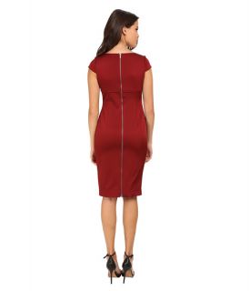 Adrianna Papell Cap Sleeve Stretch Ottoman Seamed Cocktail Dress W Exposed Back Zipper