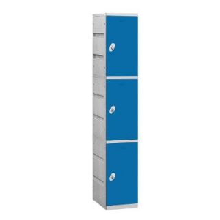 Salsbury Industries 93000 Series 12.75 in. W x 74 in. H x 18 in. D 3 Tier Plastic Lockers Assembled in Blue 93168BL A