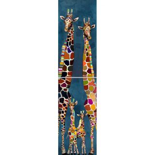GreenBox Art Giraffe Family of Four Diptych by Eli Halpin Graphic
