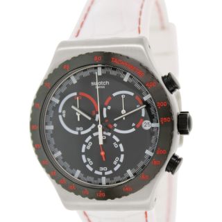 Swatch Mens Irony YVS407 White Rubber Swiss Quartz Watch with Black