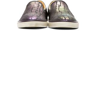 Jimmy Choo Black & Purple Iridescent Grove Slip On Shoes