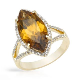 Cocktail Ring with 6.32ct TW Diamonds and Quartz in 14K Yellow Gold