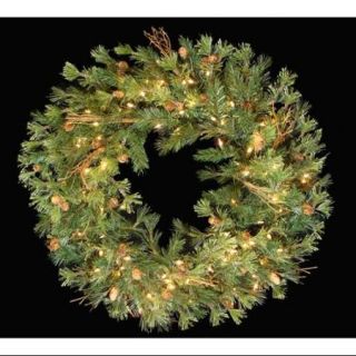 30" Pre Lit Mixed Country Pine Artificial Christmas Wreath   Clear Lights
