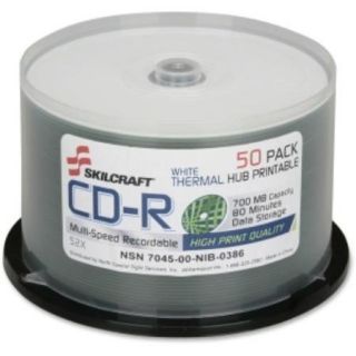 Skilcraft Cd Recordable Media   Cd r   52x   700 Mb   50 Pack Spindle   120mm   Thermal Printable   1.33 Hour Maximum Recording Time (nsn 6269521)