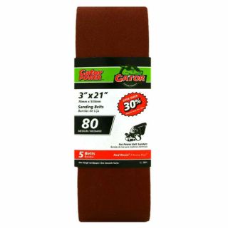 Gator 5 Pack 3 in W x 21 in L 80 Grit Commercial Sanding Belt Sandpaper