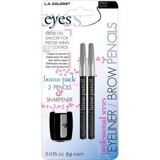 COLORS 2 Pc Eyeliner/Brow Pencil with sharpener Black 0.035 oz