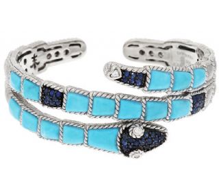 Judith Ripka Sterling Turquoise & Sapphire Snake Cuff —