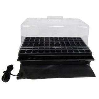 Viagrow 11 in. x 22 in. Tall Clear Plastic Dome Single Tray Kit with Standard Flat, 72 Cell Insert and Heat Mat VTDK1
