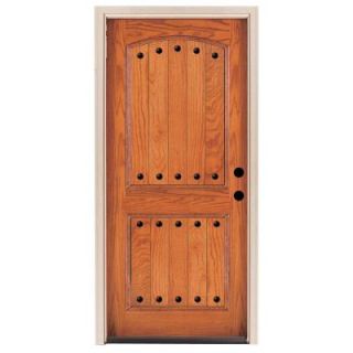 Steves & Sons 36 in. x 80 in. Rustic 2 Panel Stained Oak Wood Prehung Front Door 02250 HO WJ 4LH