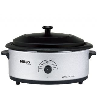 Nesco 6 qt Silvertone Roaster with Porcelain Cookwell —