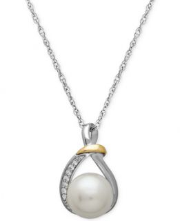 Cultured Freshwater Pearl (10mm) and Diamond Accent Necklace in