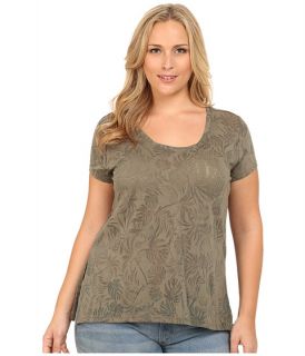 Dkny Jeans Plus Size Burnout Sharkbite Tee Light Military