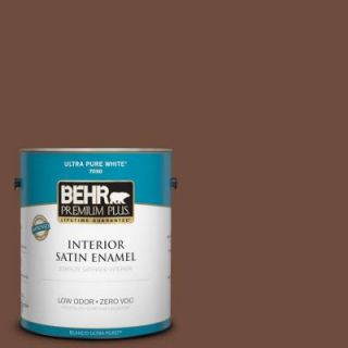 BEHR Premium Plus 1 gal. #ICC 81 Traditional Leather Zero VOC Satin Enamel Interior Paint 730001