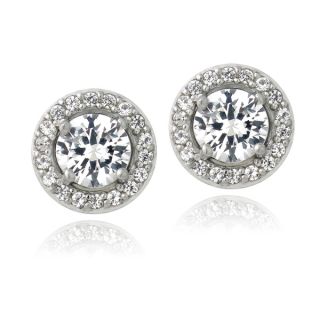 Glitzy Rocks Sterling Silver 3.6ct Created White Sapphire Square Stud