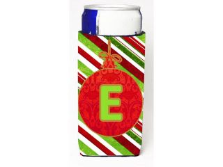 Christmas Oranment Holiday Monogram Initial  Letter E Ultra Beverage Insulators for slim cans CJ1039 EMUK