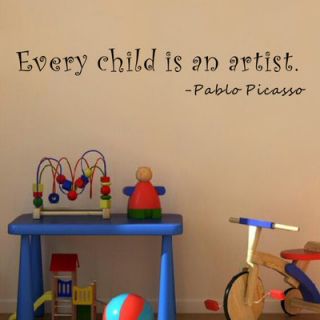 Every Child Is an Artist   Pablo Picasso Wall Decal by Pop Decors