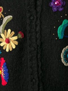 Kansai Yamamoto Vintage Crochet Appliqué Cardigan   House Of Liza
