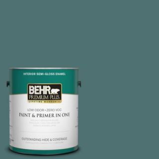 BEHR Premium Plus 1 gal. #S440 6 Tealish Semi Gloss Enamel Interior Paint 330001