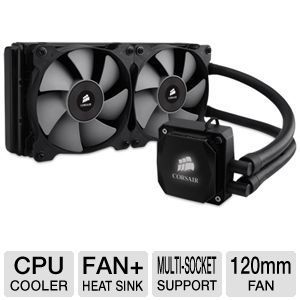 Corsair Hydro Series CW 9060009 WW H100i Extreme Liquid/Water CPU Cooler   2 x 120mm Fan, Multi socket Support, built in Corsair Link