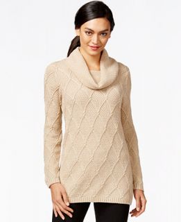 Jeanne Pierre Cowl Neck Cable Knit Sweater   Sweaters   Women