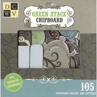 Green Stack Recycled Chipboard Embellishment Box, 105 Pieces