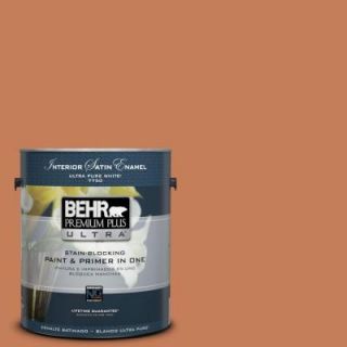 BEHR Premium Plus Ultra 1 gal. #M210 6 Orange Liqueur Satin Enamel Interior Paint 775301